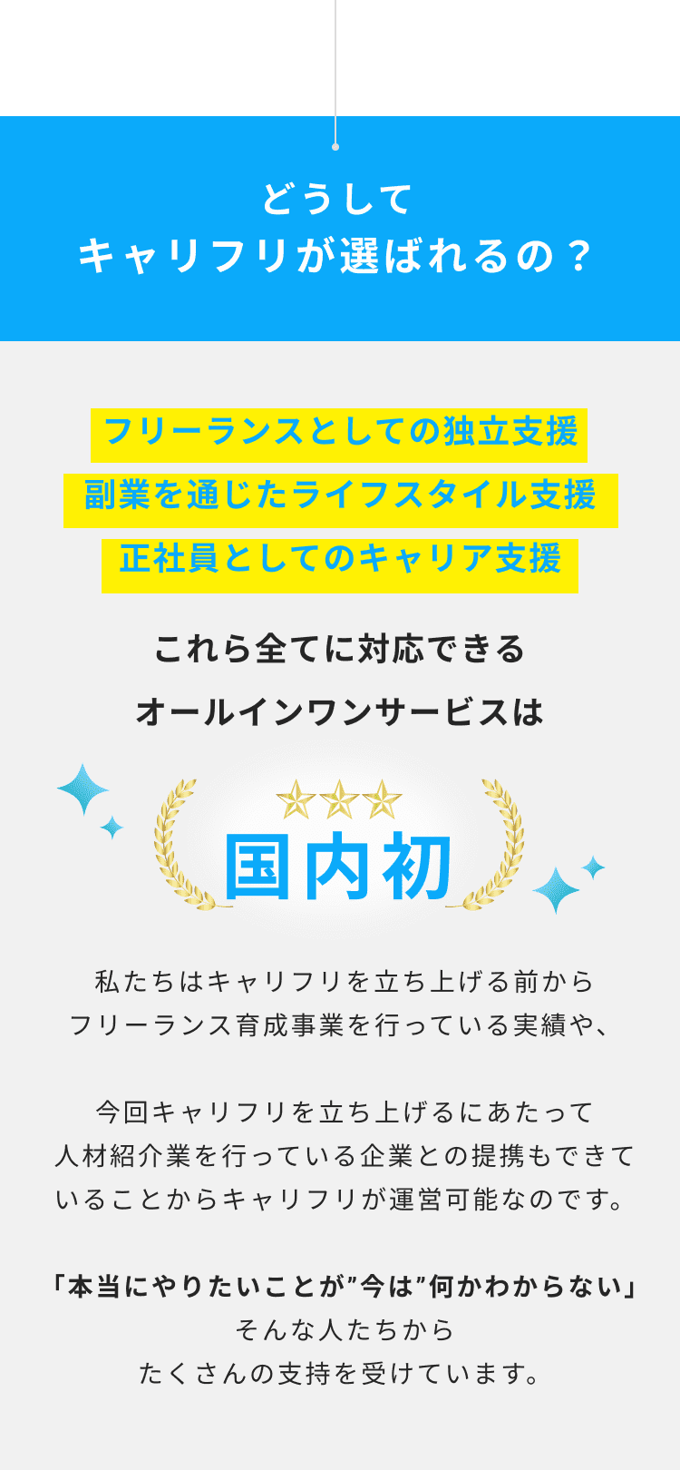 どうしてキャリフリが選ばれるの？